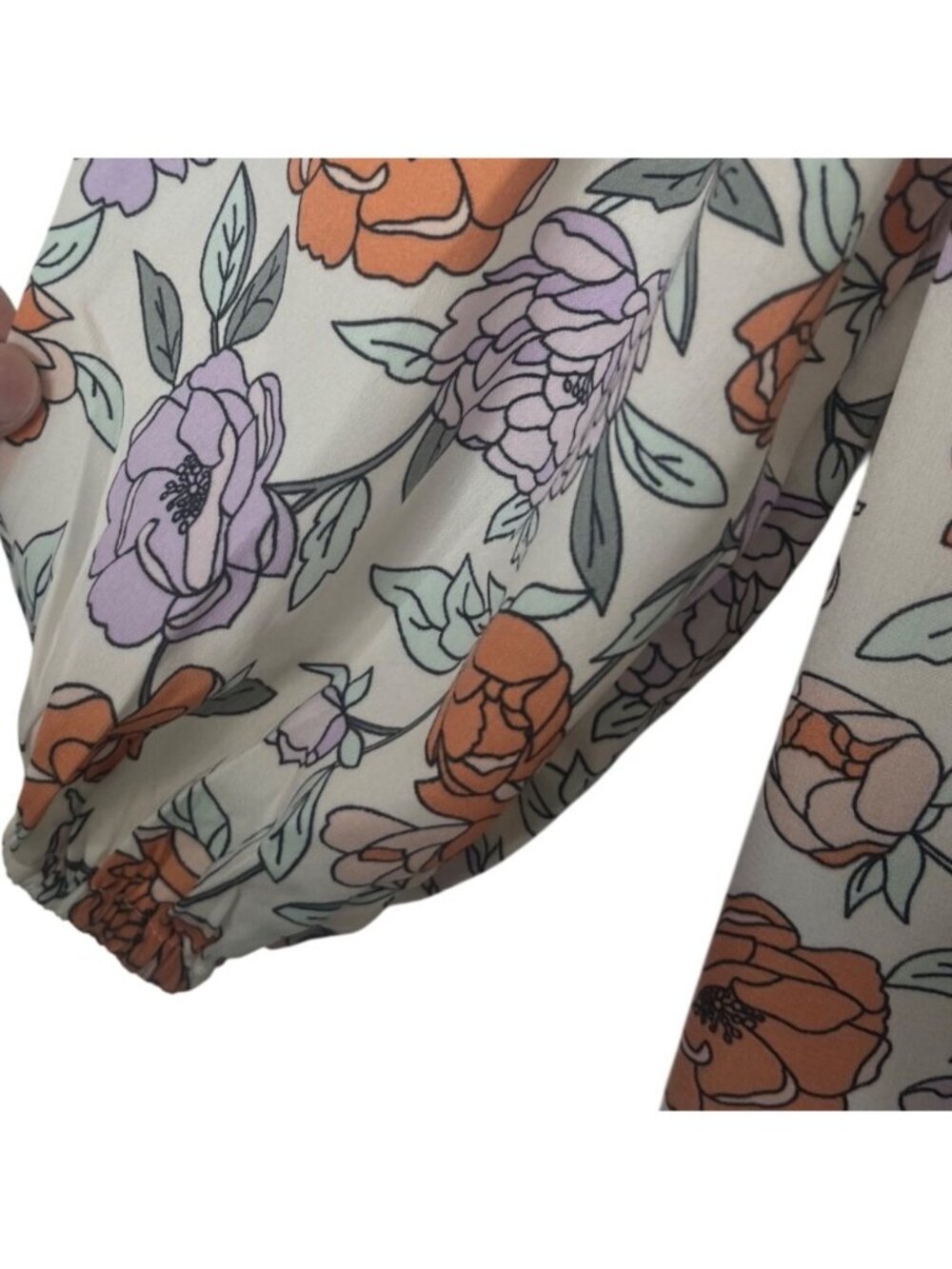 Dokotoo Floral Long Sleeve Maxi Dress Boho Large White Orange New - Picture 6 of 13